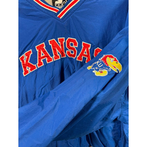 "Retail" Vintage Starter Kansas City Jayhawks Pullover Windbreaker Jacket Blue 2XL Men's