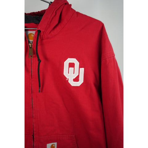 "Retail" Carhartt University of Oklahoma Logo Embroidered Ripstop Active Jacket Red XL