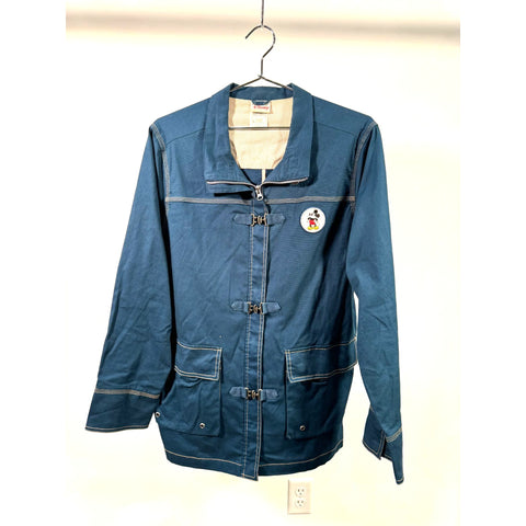 "Retail" Vintage Disney Mickey Mouse Front Hook Full Zip Utility Jacket Teal Size XL
