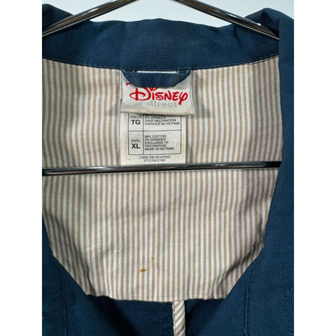"Retail" Vintage Disney Mickey Mouse Front Hook Full Zip Utility Jacket Teal Size XL