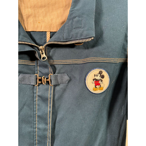 "Retail" Vintage Disney Mickey Mouse Front Hook Full Zip Utility Jacket Teal Size XL
