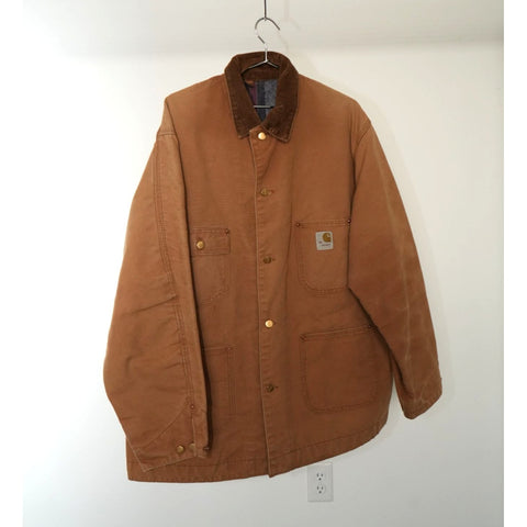 "Retail" VTG Carhartt Blanket Lined Corduroy Collar Duck Canvas Michigan Chore Coat 50L