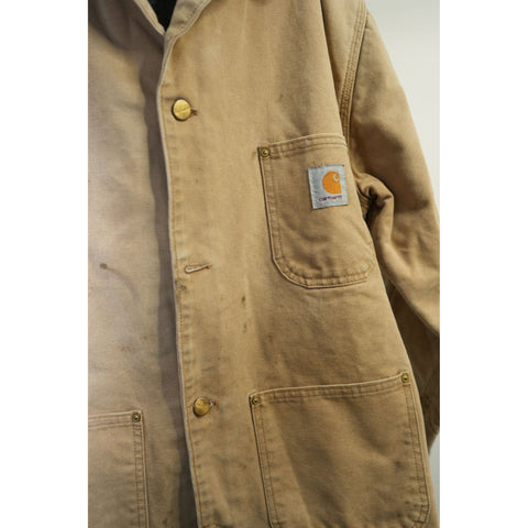 "Retail" Vintage Carhartt Blanket Lined Corduroy Collar Firm Duck Chore Coat Tan