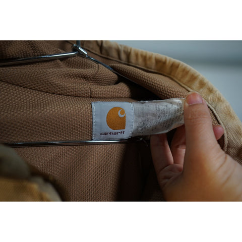 "Retail" Vintage Carhartt Thermal Lined Canvas Full Zip Hooded Jacket Tan Made in USA