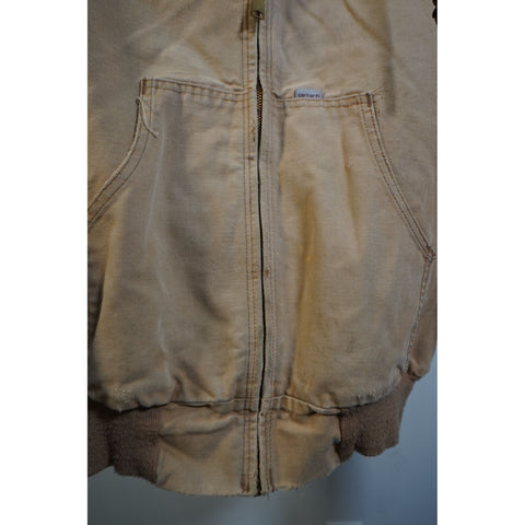"Retail" Vintage Carhartt Thermal Lined Canvas Full Zip Hooded Jacket Tan Made in USA