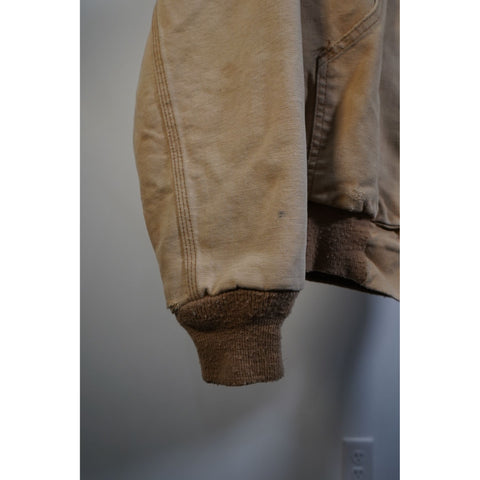 "Retail" Vintage Carhartt Thermal Lined Canvas Full Zip Hooded Jacket Tan Made in USA
