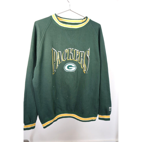 "Retail" Vintage 90s Logo 7 Green Bay Packers Crewneck Pullover Sweatshirt Green/Yellow