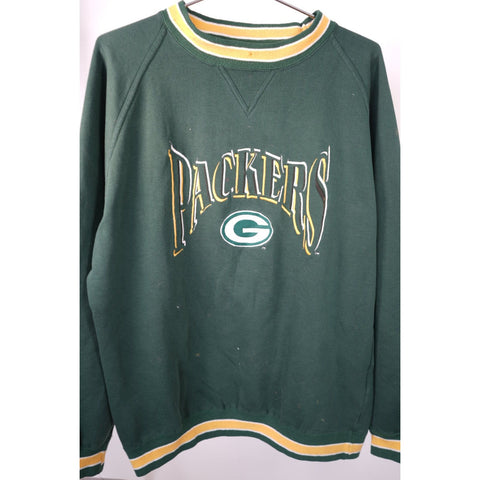 "Retail" Vintage 90s Logo 7 Green Bay Packers Crewneck Pullover Sweatshirt Green/Yellow