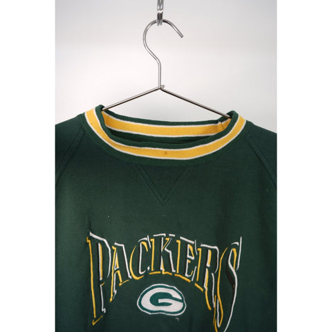 "Retail" Vintage 90s Logo 7 Green Bay Packers Crewneck Pullover Sweatshirt Green/Yellow