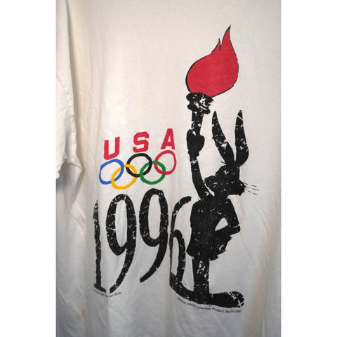 "Retail" Vintage 90s Hanes Warner Bros Bugs Bunny 1996 USA Olympics Tee Shirt XL