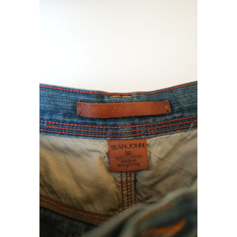 "Retail" Vintage Sean John Stitched Double Knee Baggy Denim Jeans 32x31 Men's