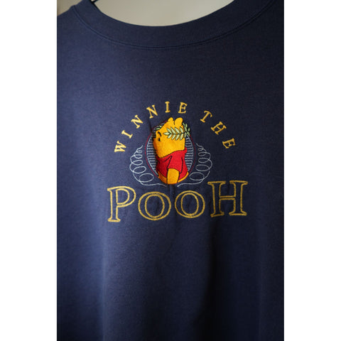 "Retail" Vintage Pooh Winnie The Pooh Embroidered Crewneck Pullover Sweatshirt Navy Blue