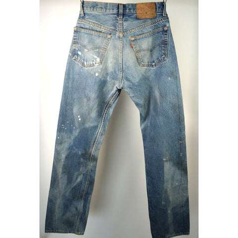 "Retail" Vintage Levi's Paint 501 Splattered Button-Fly Straight Leg Denim Jeans 34x31.5
