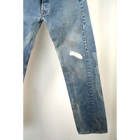 "Retail" Vintage Levi's Paint 501 Splattered Button-Fly Straight Leg Denim Jeans 34x31.5