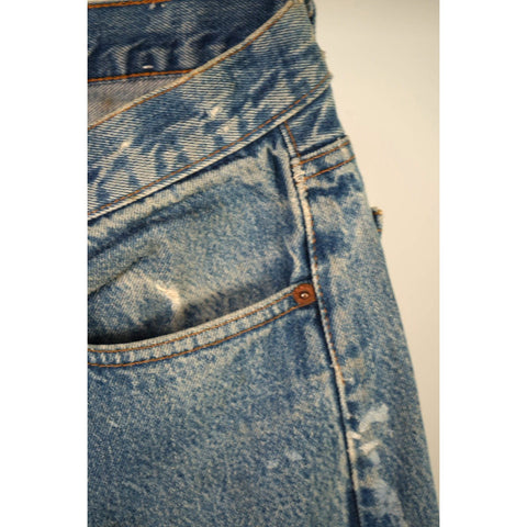 "Retail" Vintage Levi's Paint 501 Splattered Button-Fly Straight Leg Denim Jeans 34x31.5
