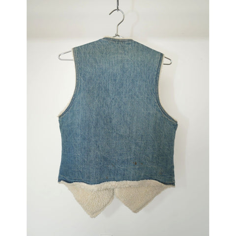 "Retail" Vintage 70s Levi's Orange Tab Sherpa Lined Denim Vest Blue Large Men's