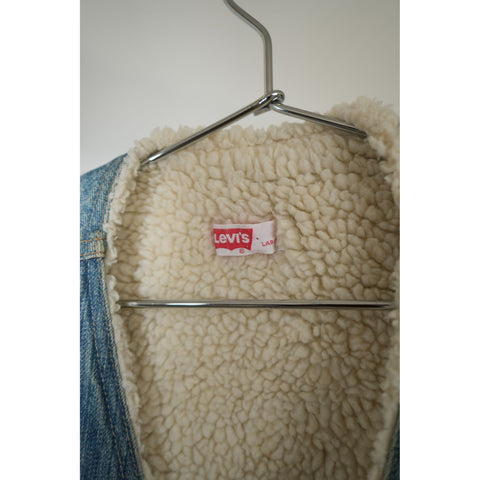 "Retail" Vintage 70s Levi's Orange Tab Sherpa Lined Denim Vest Blue Large Men's