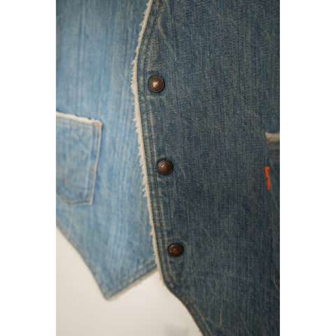 "Retail" Vintage 70s Levi's Orange Tab Sherpa Lined Denim Vest Blue Large Men's