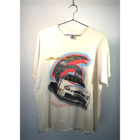 "Retail" Vintage Delta NASCAR Mark Martin Follow The Leader Tee Shirt White