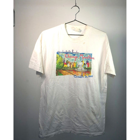 "Retail" Vintage New Balance 1999 The LaSalle Banks Chicago Marathon Tee Shirt White L