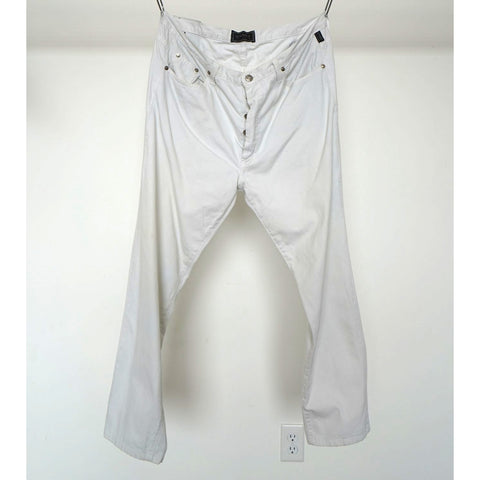 "Retail" Vintage Versace Jeans Couture Button-Fly Straight Leg Denim Jeans White 34x28