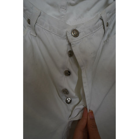 "Retail" Vintage Versace Jeans Couture Button-Fly Straight Leg Denim Jeans White 34x28