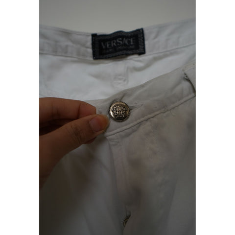 "Retail" Vintage Versace Jeans Couture Button-Fly Straight Leg Denim Jeans White 34x28
