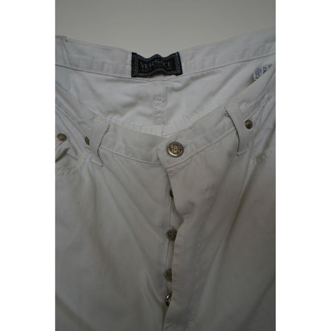 "Retail" Vintage Versace Jeans Couture Button-Fly Straight Leg Denim Jeans White 34x28