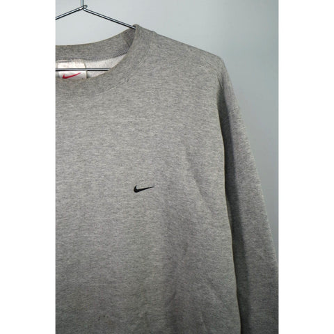 "Retail" Vintage Nike Swoosh Embroidered Crewneck Pullover Sweatshirt Gray Large
