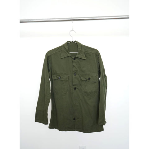"Retail" Vintage 13 Star 1960s U.S. Army Utility Military Button Up Shirt Green (See Dimension) Men's