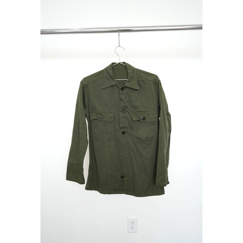 "Retail" Vintage 13 Star 1960s U.S. Army Utility Military Button Up Shirt Green (See Dimension) Men's