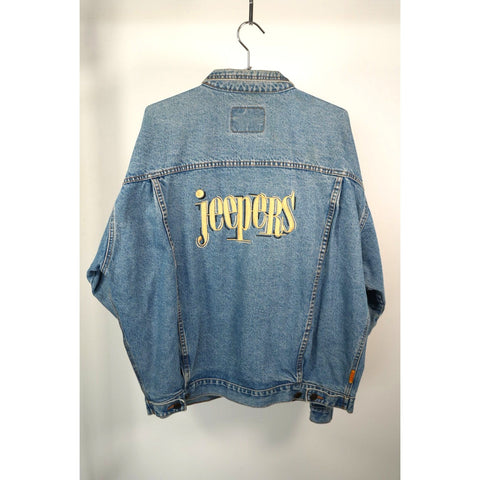 "Retail" Vintage Jordache Jeepers Embroidered Denim Trucker Jacket Blue Size XL