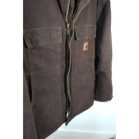 "Retail" Vintage Carhartt Quilt Lined Duck Canvas Traditional Coat Dark Brown XL
