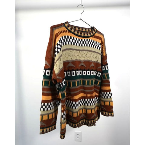"Retail" Vintage Diana Marco Multi-Patterned 3D Knit Pullover Sweater Women's Made in USA