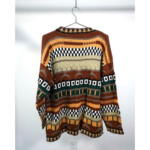 "Retail" Vintage Diana Marco Multi-Patterned 3D Knit Pullover Sweater Women's Made in USA