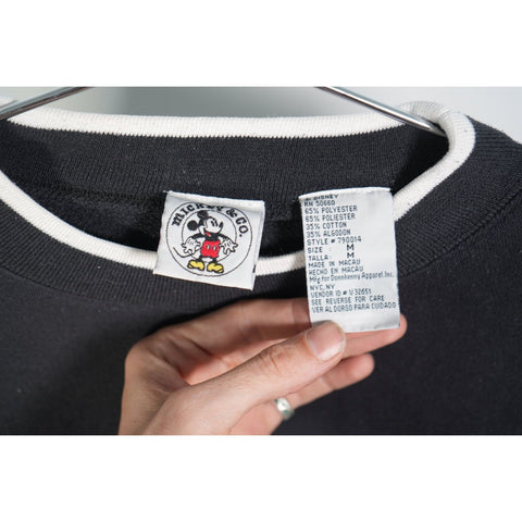 "Retail" Vintage Mickey & Co. Disney Mickey MOM Embroidered Pullover Sweatshirt Black M