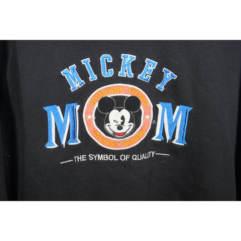 "Retail" Vintage Mickey & Co. Disney Mickey MOM Embroidered Pullover Sweatshirt Black M
