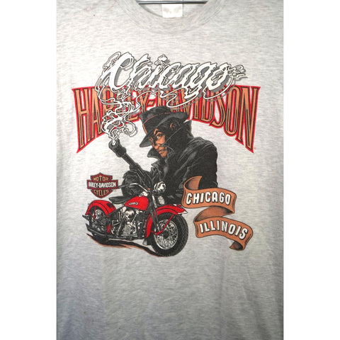 "Retail" Vintage 2001 Harley-Davidson Chicago Illinois Front Back Graphic Tee Shirt Gray XL
