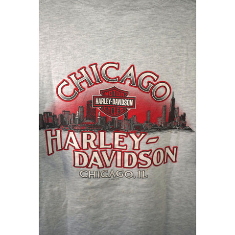 "Retail" Vintage 2001 Harley-Davidson Chicago Illinois Front Back Graphic Tee Shirt Gray XL