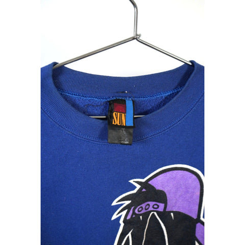 "Retail" Vintage SUN Warner Bros Daffy Duck Pullover Sweatshirt Royal Blue