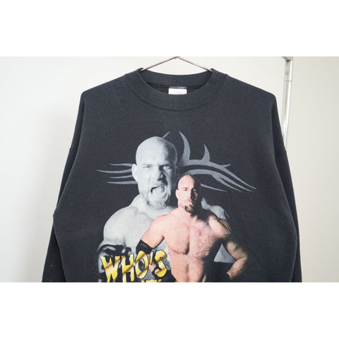 "Retail" Vintage 90s Tultex WCW Bill Goldberg Graphic Pullover Sweatshirt Black L Men's