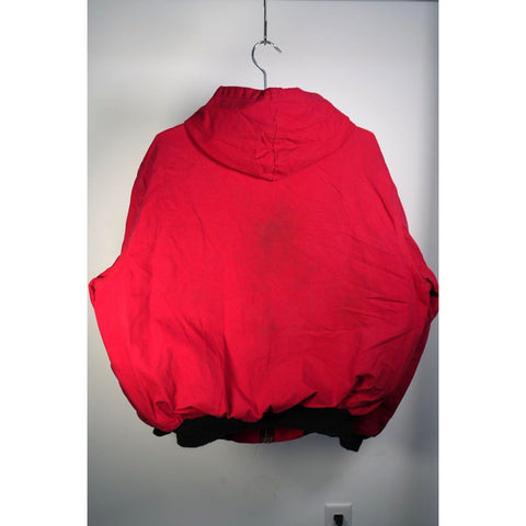 "Retail" Vintage Carhartt Thermal Lined Full Zip Canvas Hooded Jacket Red Men's