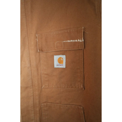 "Retail" Vintage Carhartt CO4 Blanket Lined Corduroy Collar Duck Canvas Utility Chore Coat Brown