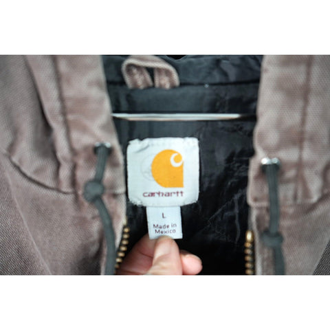 "Retail" Carhartt Quilt Lined Canvas Full Zip Active Jacket Dark Brown Large