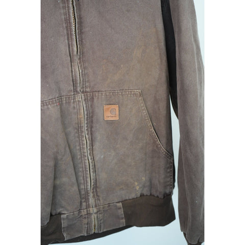 "Retail" Carhartt Quilt Lined Canvas Full Zip Active Jacket Dark Brown Large