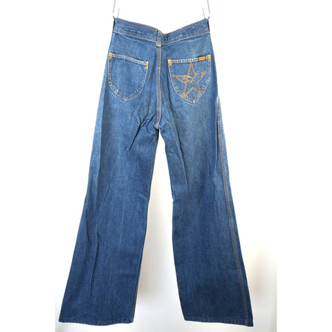 "Retail" Vintage '70s H.A.S.H Jeans Bell Bottom Denim Jeans Blue Women's 24x31