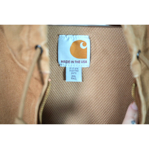 "Retail" Vintage Carhartt Thermal Lined Canvas Full Zip Active Jacket Brown 2XL Tall Made in USA