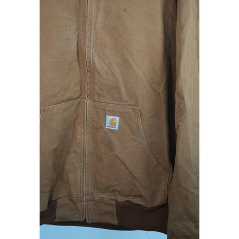 "Retail" Vintage Carhartt Thermal Lined Canvas Full Zip Active Jacket Brown 2XL Tall Made in USA