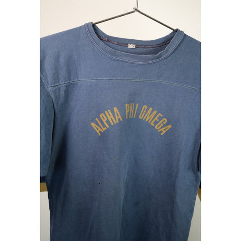 "Retail" Vintage 1960s Alpha Phi Omega Sorority Shirt Navy Blue/Yellow