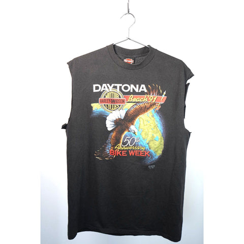 "Retail" Vintage 90s Harley-Davidson 3D Emblem Daytona Bike Week Sleeveless Tee Shirt XL Made in USA